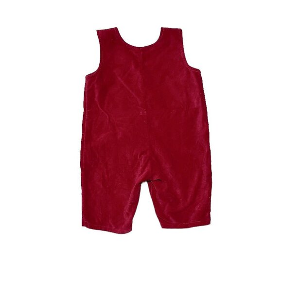 Vintage Infant Velour Overalls Bright Red Gold Stars - Picture 4 of 4